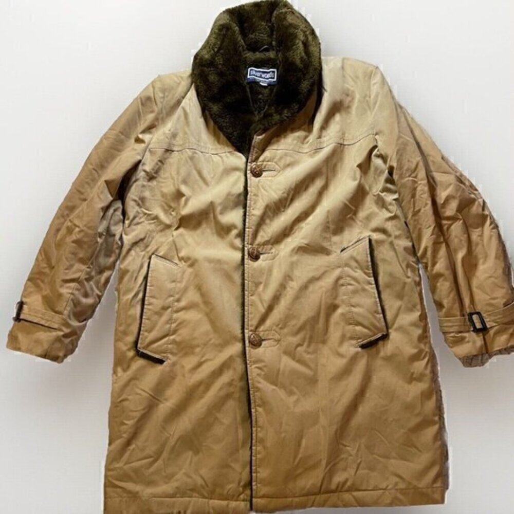 Vintage Silverwoods Men's Size 38 Utility Field Jacket Military Long Khaki 1970s